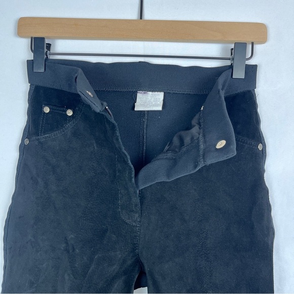 Vintage Black Suede Front and Spandex Women's Straight Leg Pants XS MITCHIE'S - Picture 5 of 8